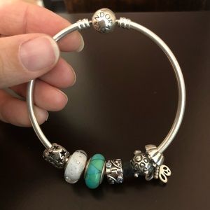 Genuine pandora bracelet with charms